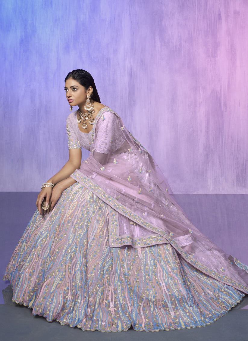 Lavender Heavy Designer Lehenga Choli Set