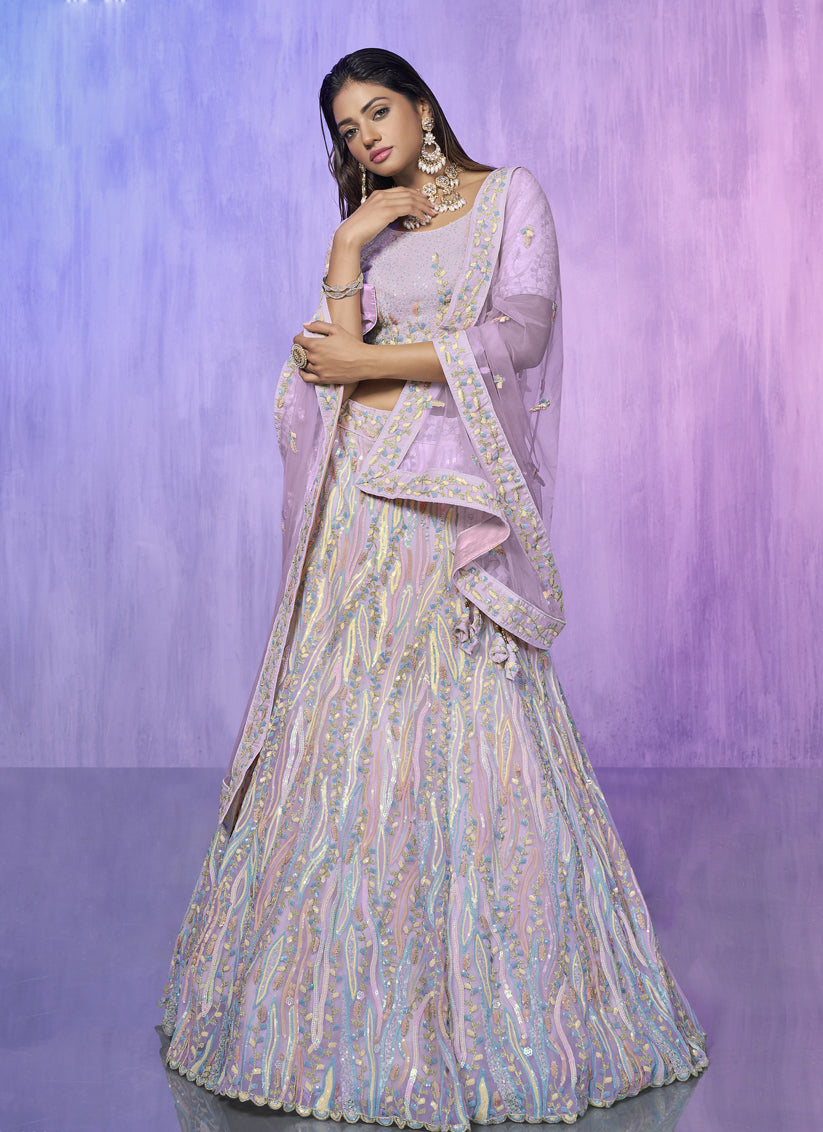 Lavender Heavy Designer Lehenga Choli Set