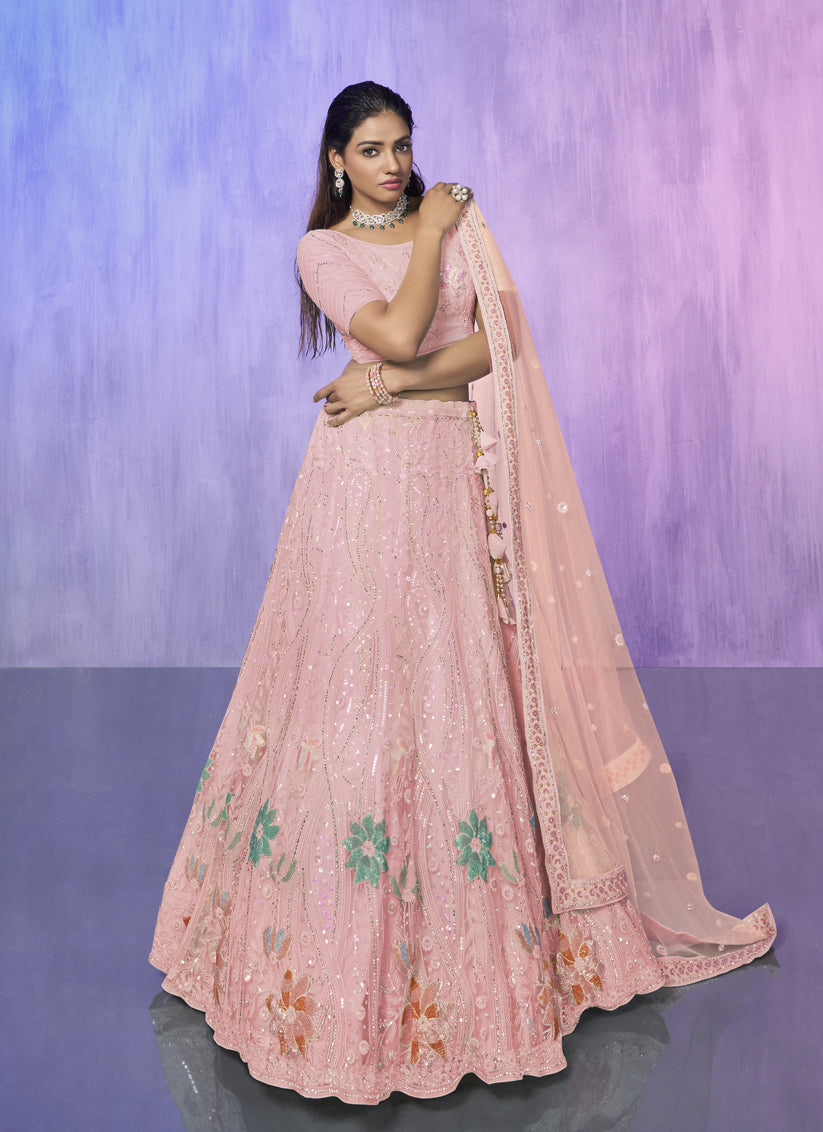 Peach Heavy Designer Lehenga Choli Set