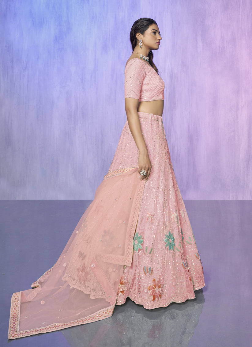 Peach Heavy Designer Lehenga Choli Set