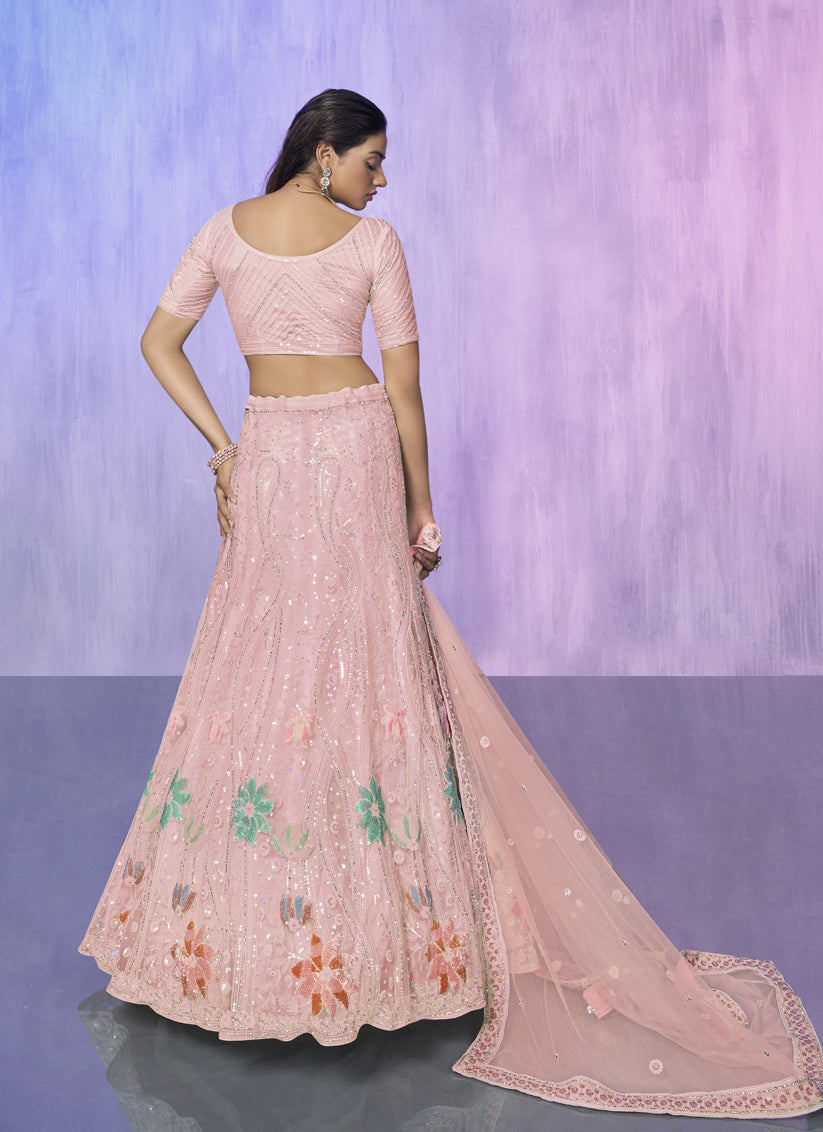 Peach Heavy Designer Lehenga Choli Set