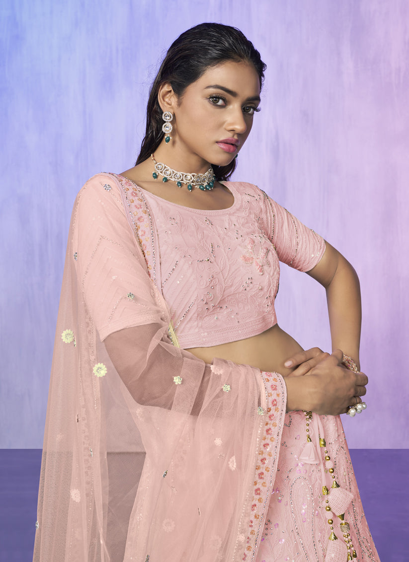 Peach Heavy Designer Lehenga Choli Set