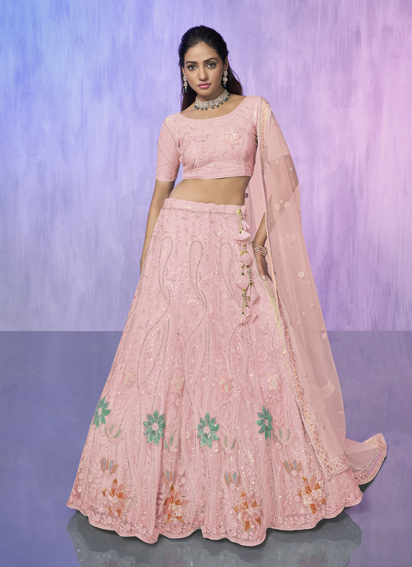 Peach Heavy Designer Lehenga Choli Set