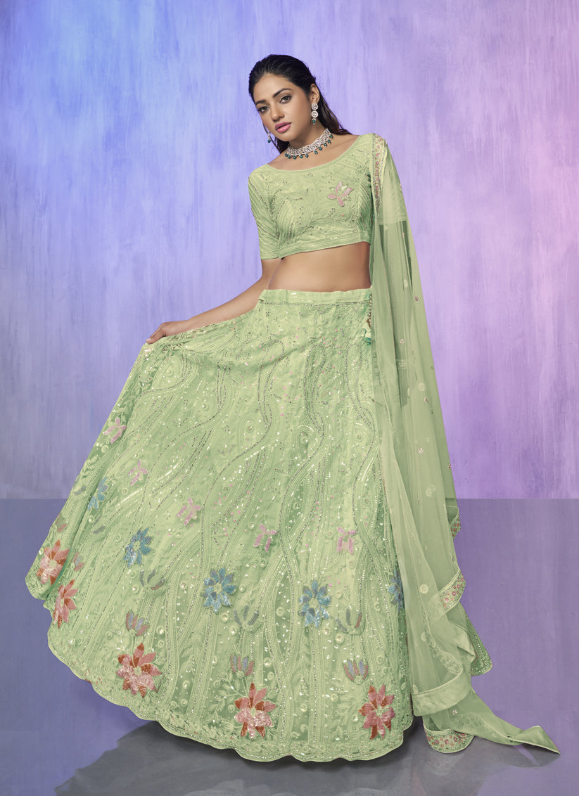 Sea Green Heavy Designer Lehenga Choli Set