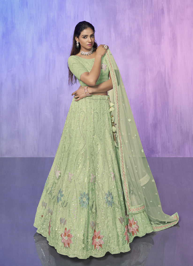 Sea Green Heavy Designer Lehenga Choli Set