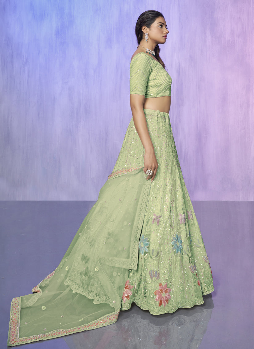 Sea Green Heavy Designer Lehenga Choli Set