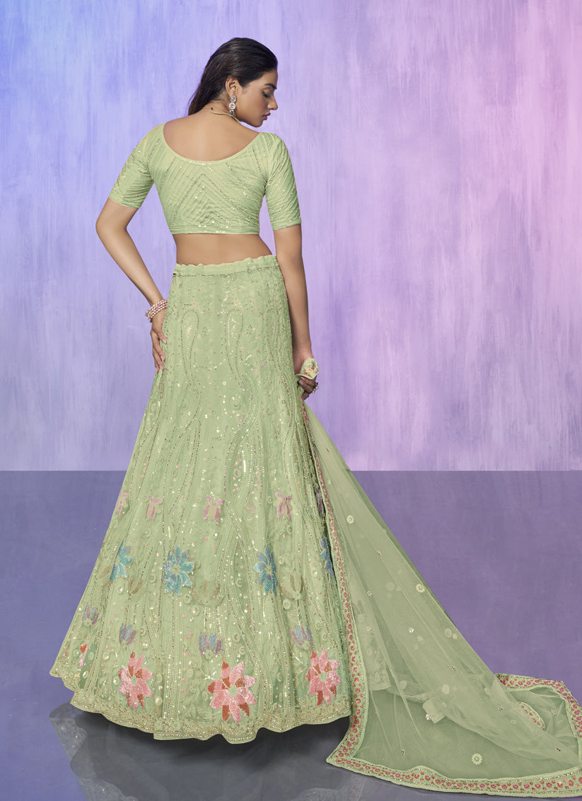 Sea Green Heavy Designer Lehenga Choli Set