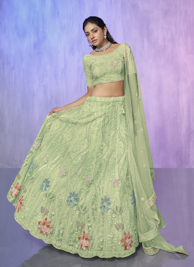 Sea Green Heavy Designer Lehenga Choli Set