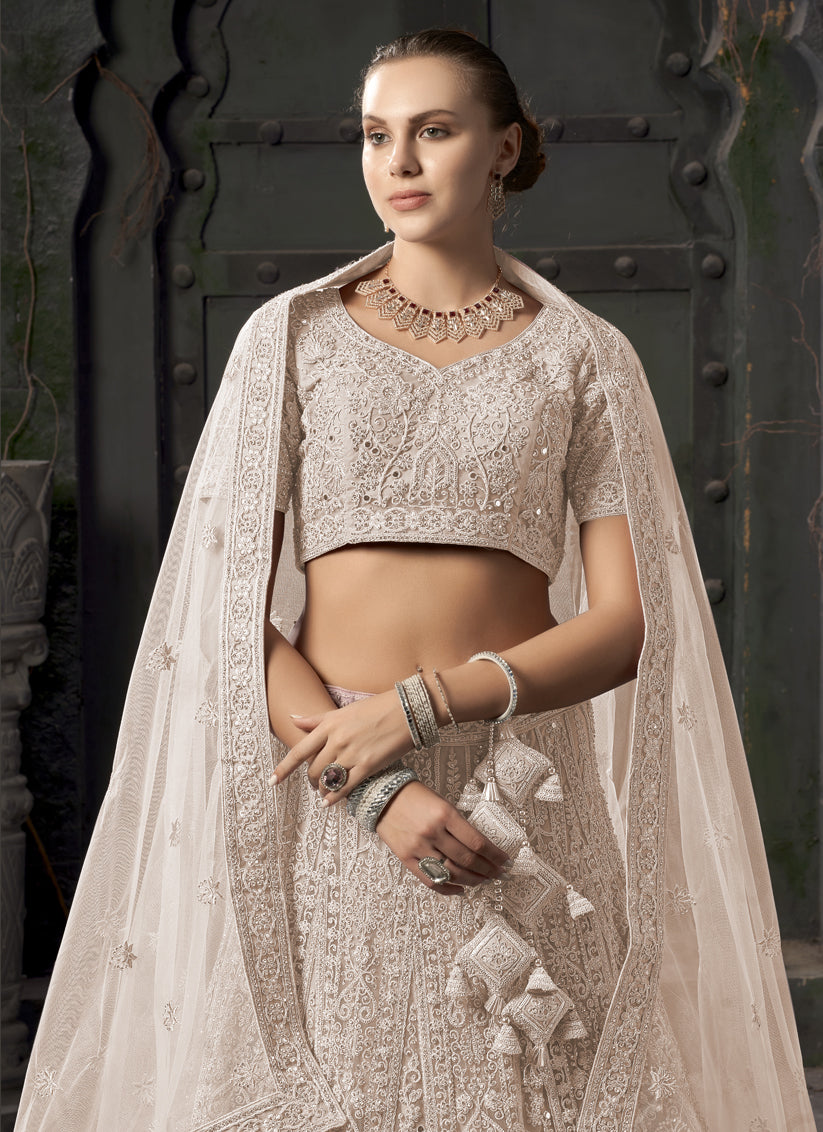 Chiku Net Embroidered Designer Bridesmaid Lehenga Choli