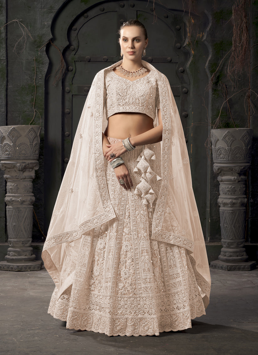 Chiku Net Embroidered Designer Bridesmaid Lehenga Choli