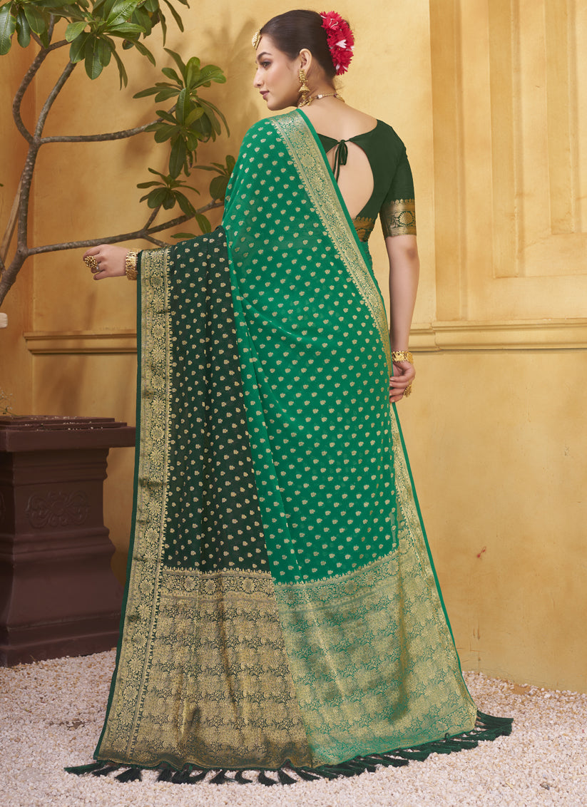 Green Georgette Designer Saree