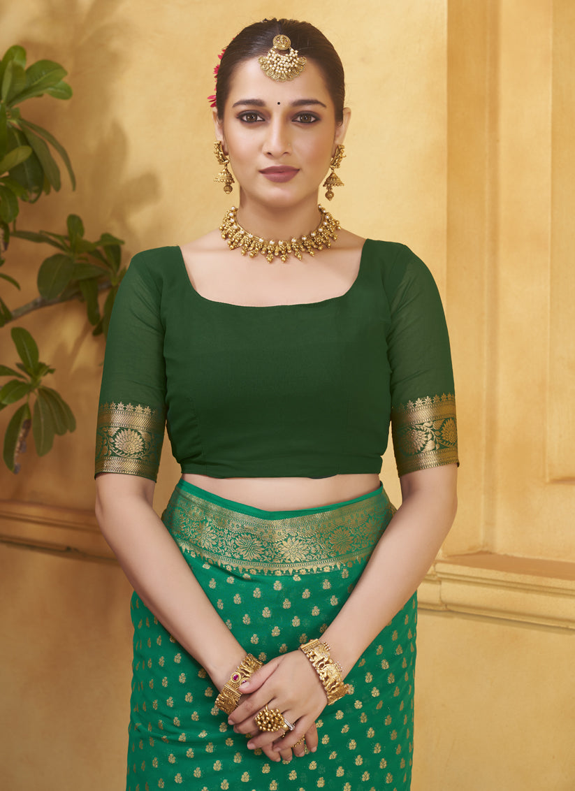 Green Georgette Designer Saree