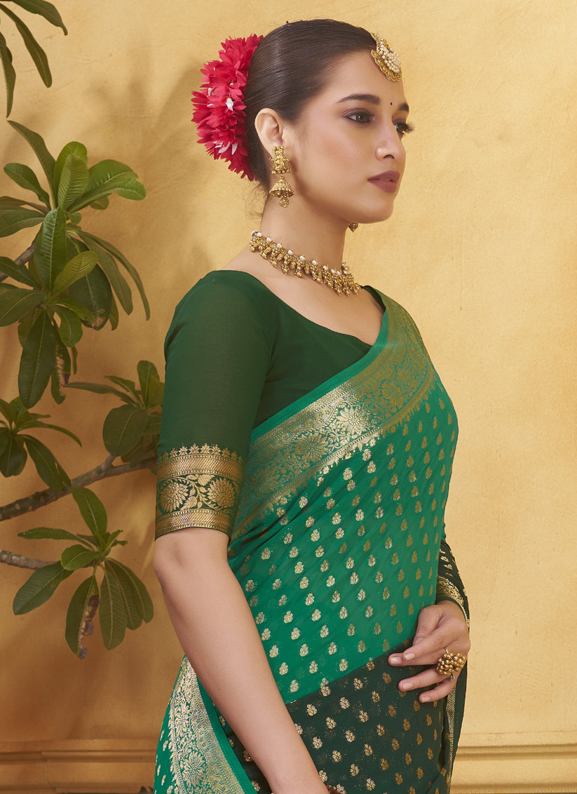 Green Georgette Designer Saree