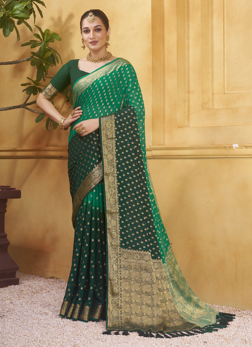 Green Georgette Designer Saree