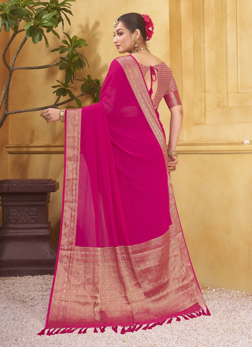Pink Georgette Designer Saree