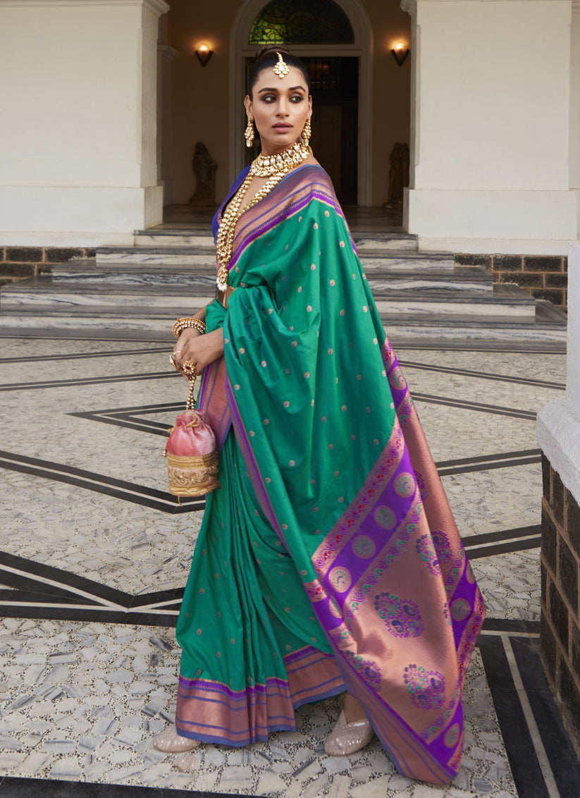 Rama Green Peshwai Paithani Silk Woven Saree