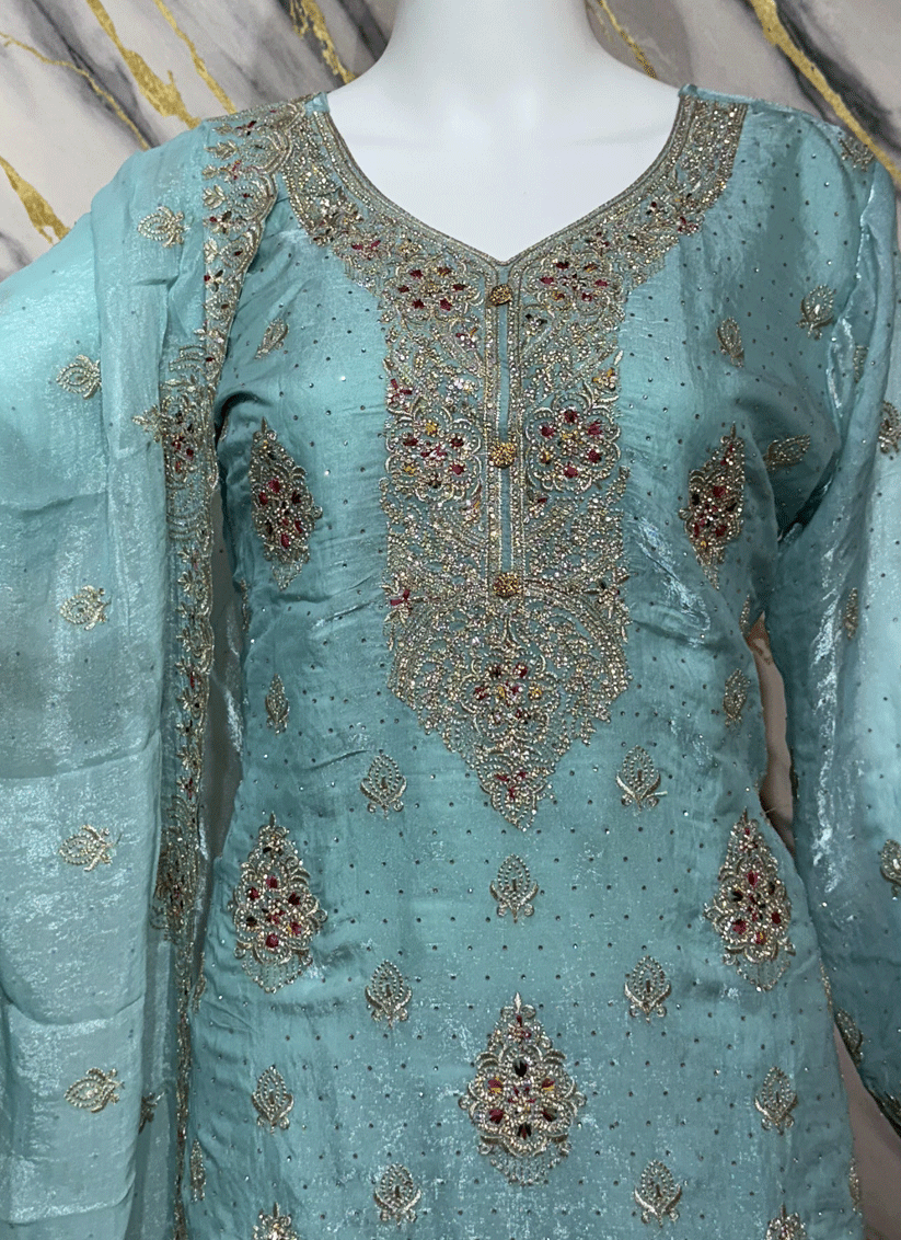 Mint Green Cotton Silk Salwar Suit