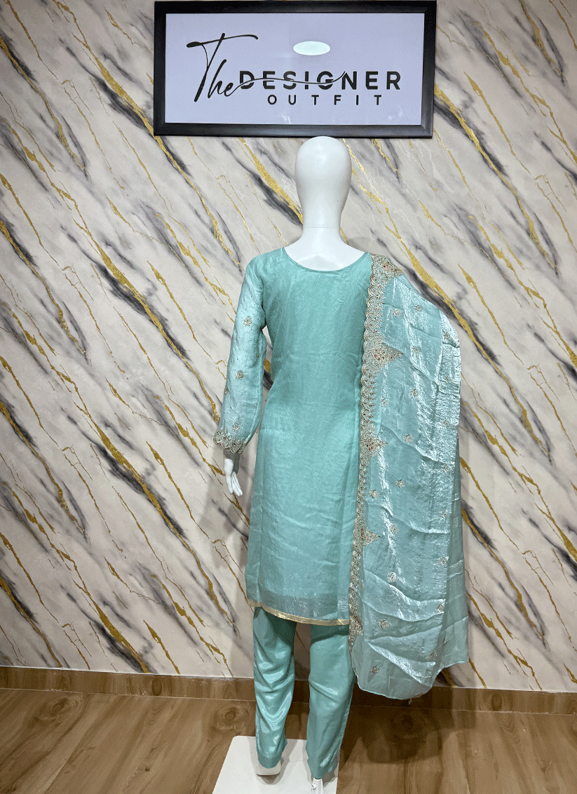 Mint Green Cotton Silk Salwar Suit