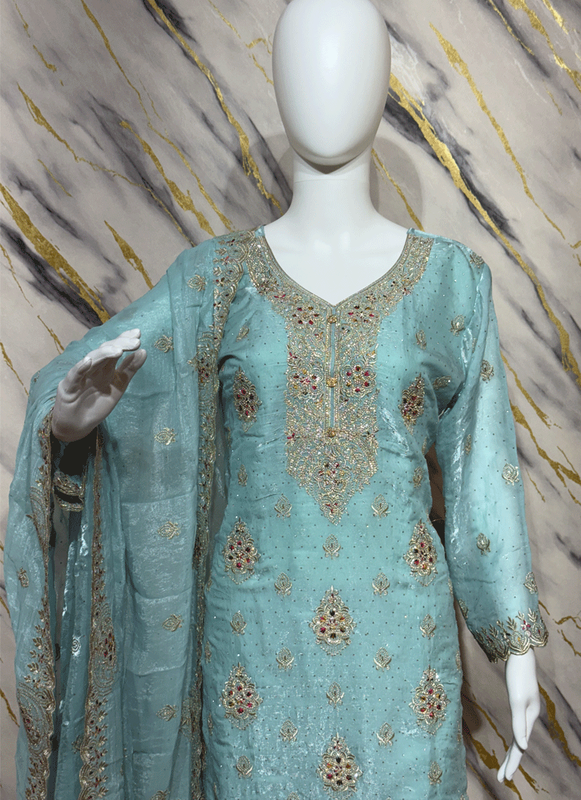 Mint Green Cotton Silk Salwar Suit