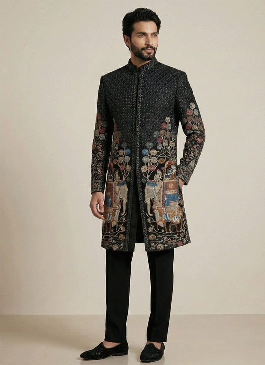 Black Velvet Ready Made Indo Western