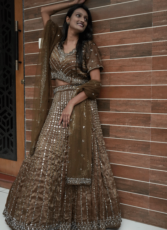 Chiku Tissue Heavy Embellished  Designer Lehenga Choli