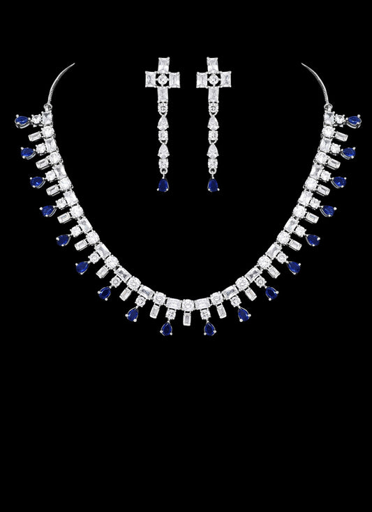 Blue American Diamond Necklaces Set