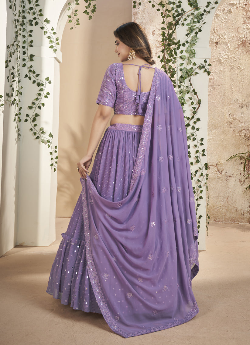 Purple Faux Georgette Lehenga Choli Set