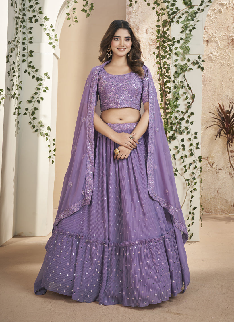 Purple Faux Georgette Lehenga Choli Set