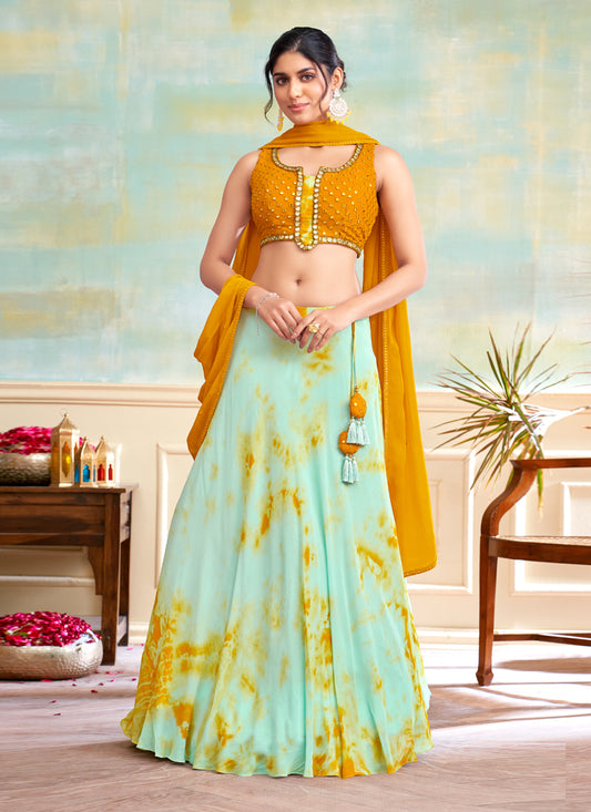 Mint Green Heavy Designer Lehenga Choli Set