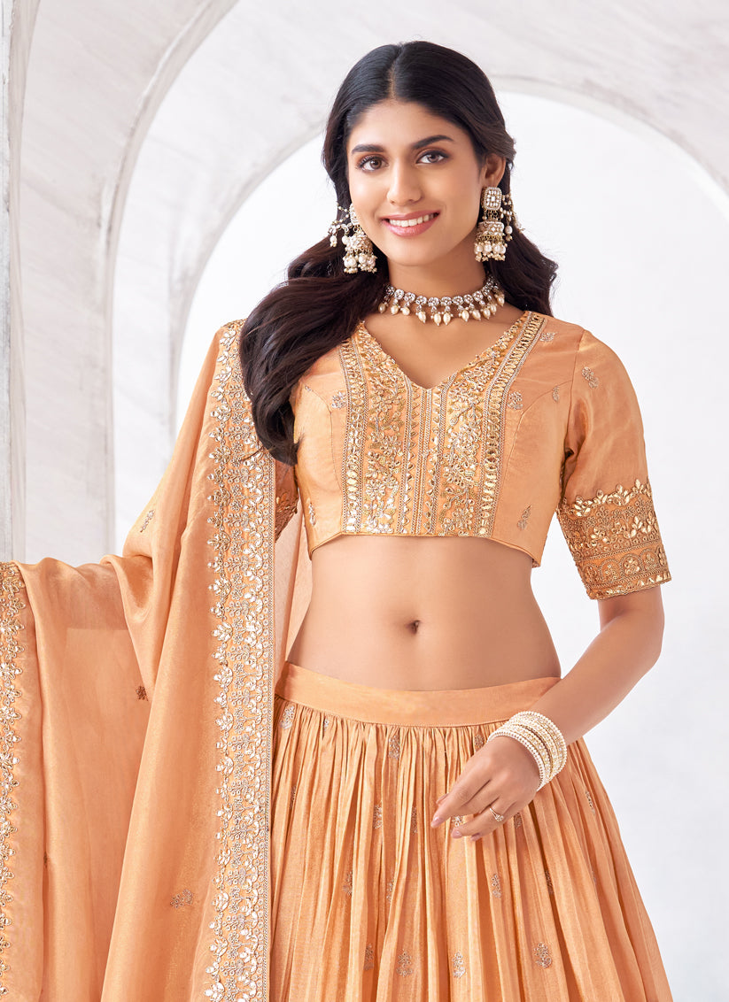 Peach Heavy Designer Lehenga Choli Set