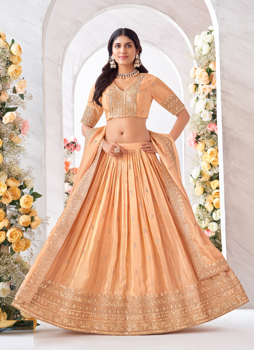 Peach Heavy Designer Lehenga Choli Set