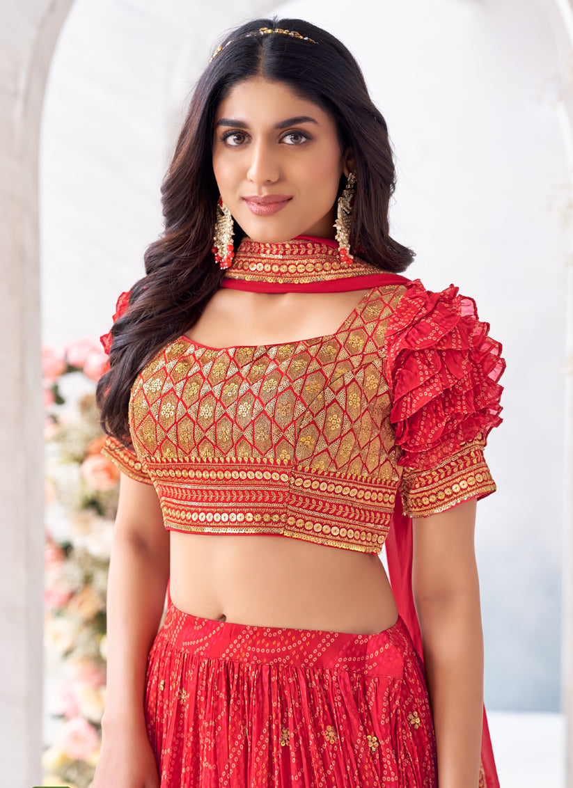 Red Heavy Designer Lehenga Choli Set