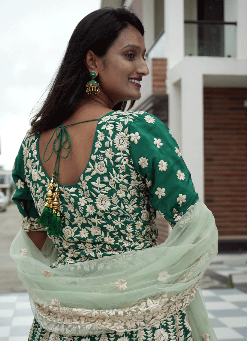 Green Georgette Heavy  Embroidered  Designer Lehenga Choli