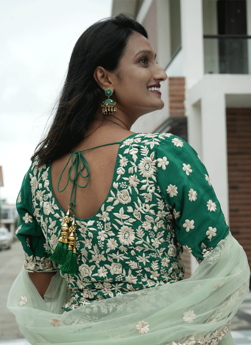 Green Georgette Heavy  Embroidered  Designer Lehenga Choli