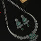 Green Monalisa Stone Premium Oxidised Necklace Set