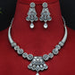 White Monalisa Stone Premium Oxidised Necklace Set