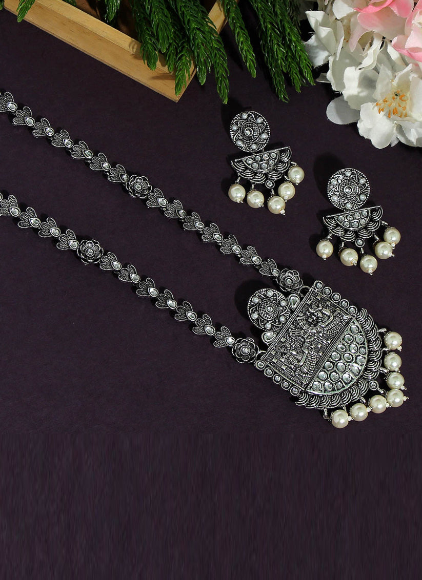 Silver Oxidised Necklace Set