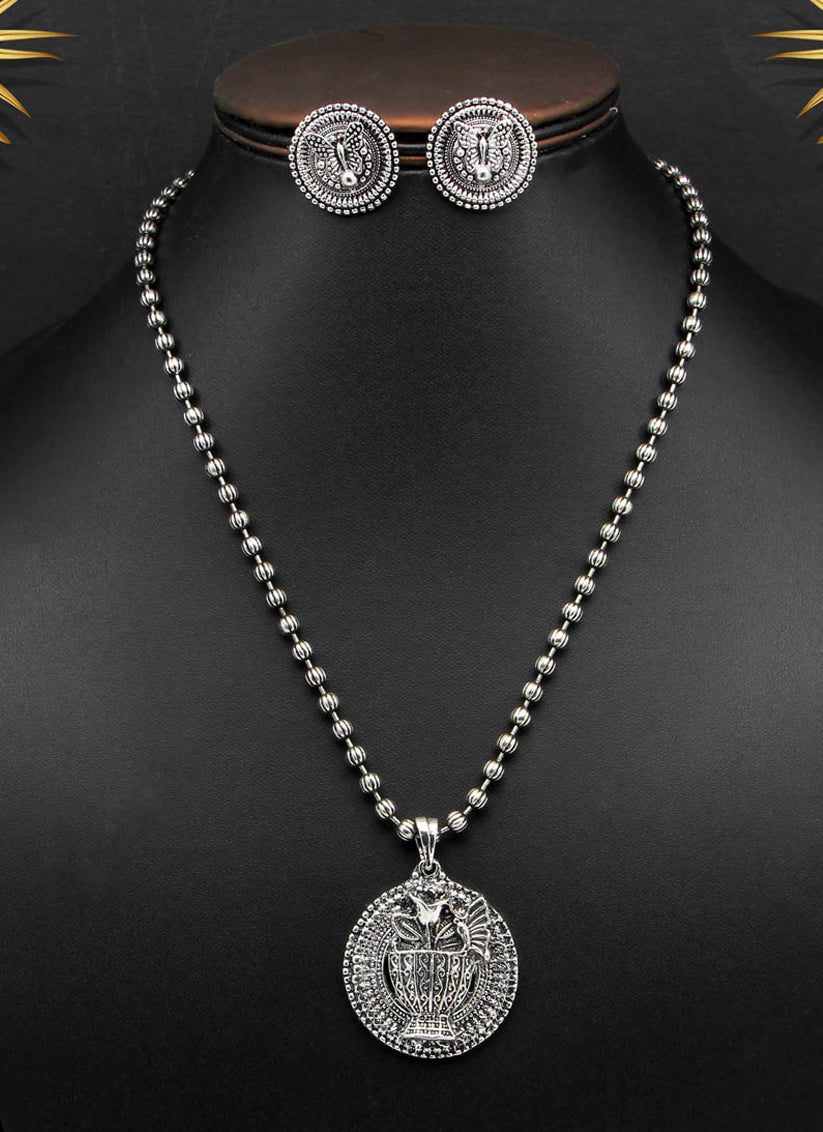 Silver Oxidised Necklace Set