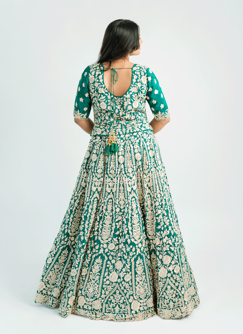Green Georgette Heavy  Embroidered  Designer Lehenga Choli