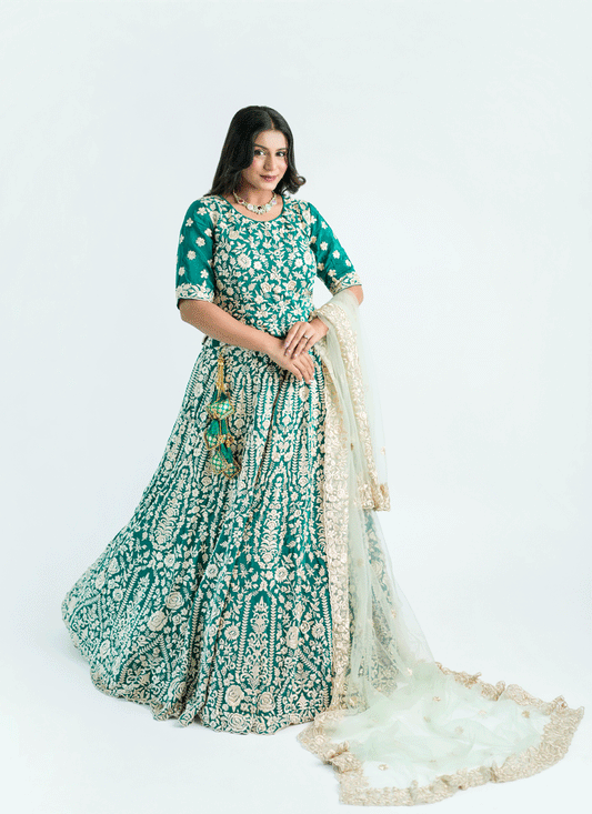 Green Georgette Heavy  Embroidered  Designer Lehenga Choli
