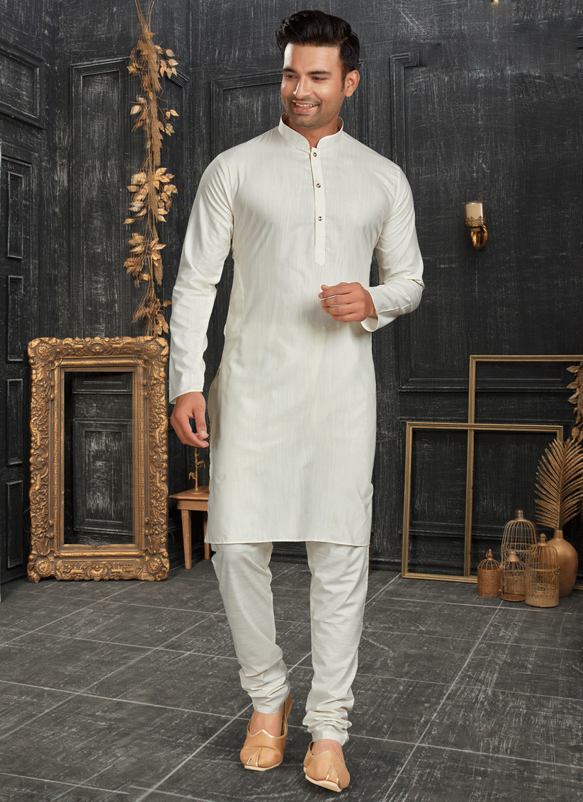 Ivory Men's cotton Kurta Pyjama Set