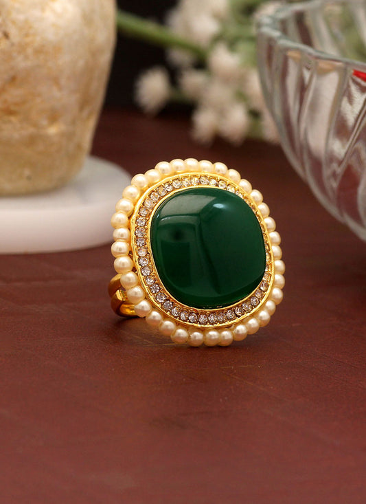 Green Kundan Ring