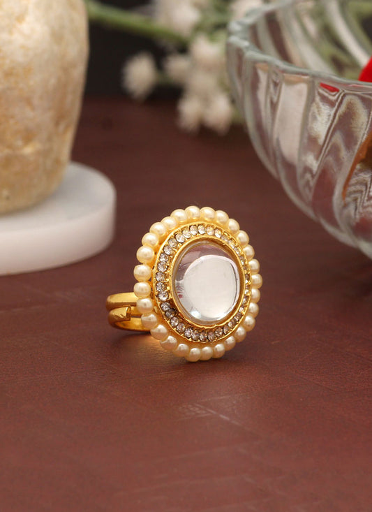 White Kundan Ring