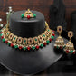 Maroon & Green Kundan Choker Necklace Set
