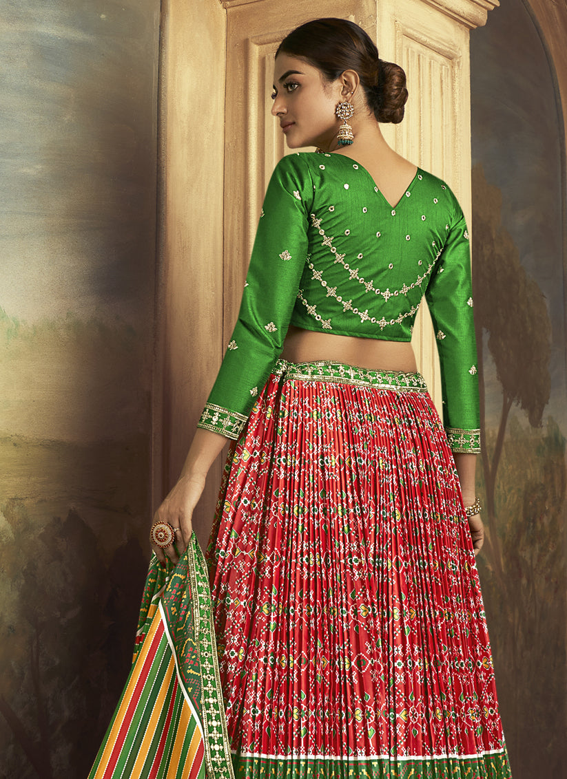 Multicolor Flared Gaji Silk Lehenga Choli for Sangeet