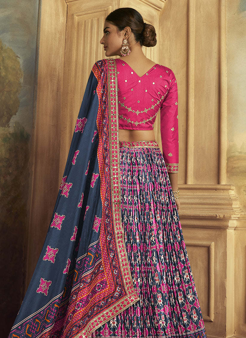 Multicolor Flared Gaji Silk Lehenga Choli for Sangeet