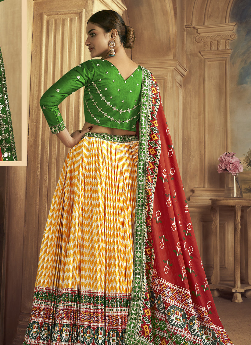 Sunny Yellow Flared Gaji Silk Lehenga Choli for Sangeet