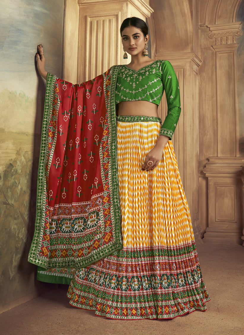 Sunny Yellow Flared Gaji Silk Lehenga Choli for Sangeet