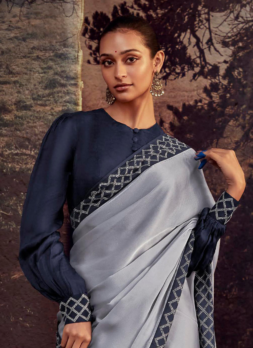 Grey Heavy Designer Saree