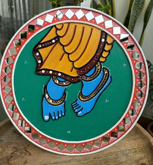 Lord Krishna Handmade Traditional Lippan Art Wall Plate